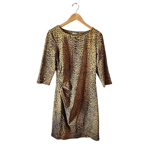 J. MCLAUGHLIN  Sage Ruched Leopard Dress sz large sheath - Picture 2 of 7